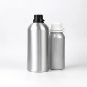 Garrafa de alumínio puro com tampa PP preta, garrafa polida de óleo de cabelo 500ml 1000ml 2000ml, mais vendida