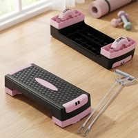 Plataforma de Step Aeróbico Multifuncional con 2 Elevaciones, Cuerdas para Entrenar el Equilibrio, Altura Ajustable, Plataforma de Ejercicio para Fitness