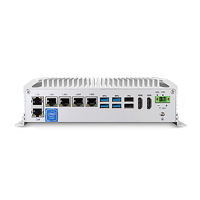 Fanless POE PC Intel I5-8250U 1.6G CPU Mini Box Pc Embedded Industrial Computer 5*LAN 4*POE