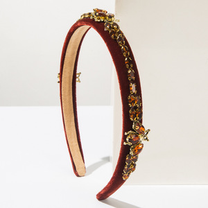 Bandeau baroque incrusté de diamants en velours <span class=keywords><strong>insecte</strong></span> à bord fin accessoire de cheveux de banquet d'artisanat de luxe exquis - Product Image 4