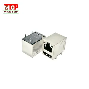 Stand up magnetic model shielded dual USB combo transformer rj45 connector