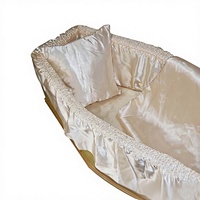 Matelas de cercueil et couverture de cercueil en taffetas de satin de style européen avec rembourrage capitonné et coussin intégré, textile blanc élégant