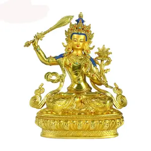 התאמה אישית של פסל בודהה נחושת ברונזה זהב בגודל טבעי בחוץ מקורה מלאכת מתכת דתית