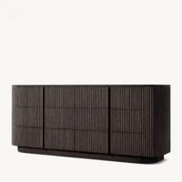Commode pliable à 6 tiroirs en bois de bouleau, design moderne avec texture à grain vertical, grand meuble de rangement pour chambre et salon