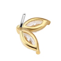 Clous de lèvre classiques pour enfants Eternal Metal en or massif 14K avec zircon en forme de feuille, à enfiler, pour mariage et fiançailles