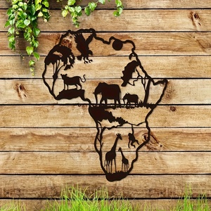 Decorazione da Parete in Ferro Battuto a Forma di Mappa dell'Africa con Silhouette di Elefante e Fauna Selvatica per <span class=keywords><strong>Compleanno</strong></span>, Soggiorno, Ufficio, Cortile, Fattoria - Product Image 3