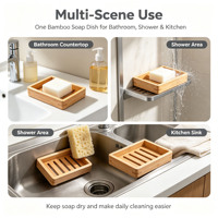Support de Savon Écologique en Bambou Naturel Fait Main avec Drainage pour Salle de Bain, Douche et Comptoir de Cuisine