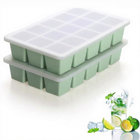 Moules à glaçons en silicone sans BPA avec couvercle, pour aliments, empilables, 15 cavités, démoulage facile