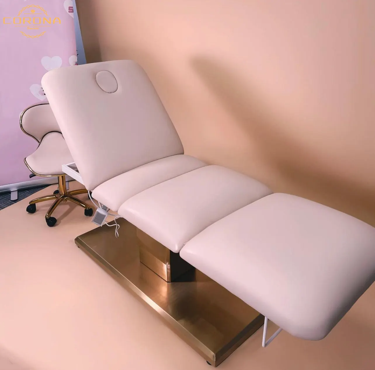 Roze Goud Luxe Elektrische Gezichts Cosmetische Meubels Schoonheidsmassage Bed Voor Schoonheidssalon