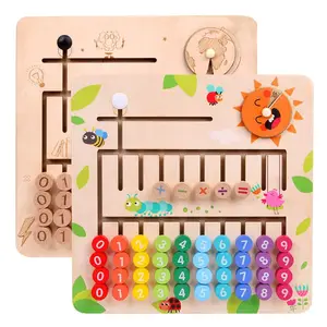 蒙特梭利儿童木制数学学习数字识别板游戏男孩女孩教育数学玩具