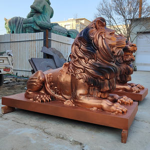 Estatua De León de bronce moderna de gran tamaño, escultura de escalada de León <span class=keywords><strong>HSBC</strong></span> para jardín al aire libre, artesanías de fundición de Metal para tienda bancaria - Product Image 5