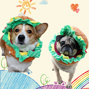Dog and <b>cat</b> hamburger headbands, neck warmers, hats, cartoon pet accessories, <b>clothes</b>, funny outfits, Shiba Inu, Corgi, <b>cats</b> - Product Image 3
