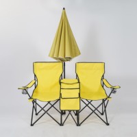 Chaise de camping double portable avec chaise de plage pliante inclinable au design traditionnel avec mobilier d'extérieur en métal parapluie