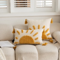 Housse de coussin tuftée personnalisable en coton 100% écologique, tricotée, motif géométrique carré moderne, broderie stéréo pour canapé et maison
