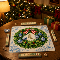 Tapete de Mahjong Navideño de Lujo Moderno, Antideslizante, de Secado Rápido, de Tierra de Diatomeas, Plegable y Portátil, para Entretenimiento en el Hogar
