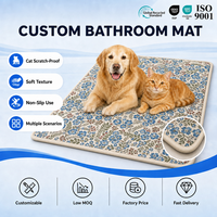 Tapis de sol en velours éponge chintz bleu à motif floral végétal, avec base antidérapante, pour canapé et chevet