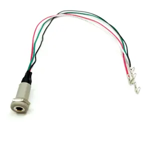 Panel mount 3.5mm jack female with 4 pole socket to custom terminal RCA / Phono connector cable assembly