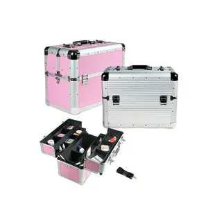 New Design Aluminum Makeup Train Case Beautiful Professional Aluminum Makeup Case