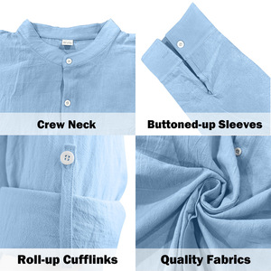 Camicia a Maniche Lunghe in <span class=keywords><strong>Lino</strong></span> di Alta Qualità per <span class=keywords><strong>Uomo</strong></span>, Casual, Tinta Unita, Traspirante, Vendita Calda Primavera-Autunno - Product Image 2