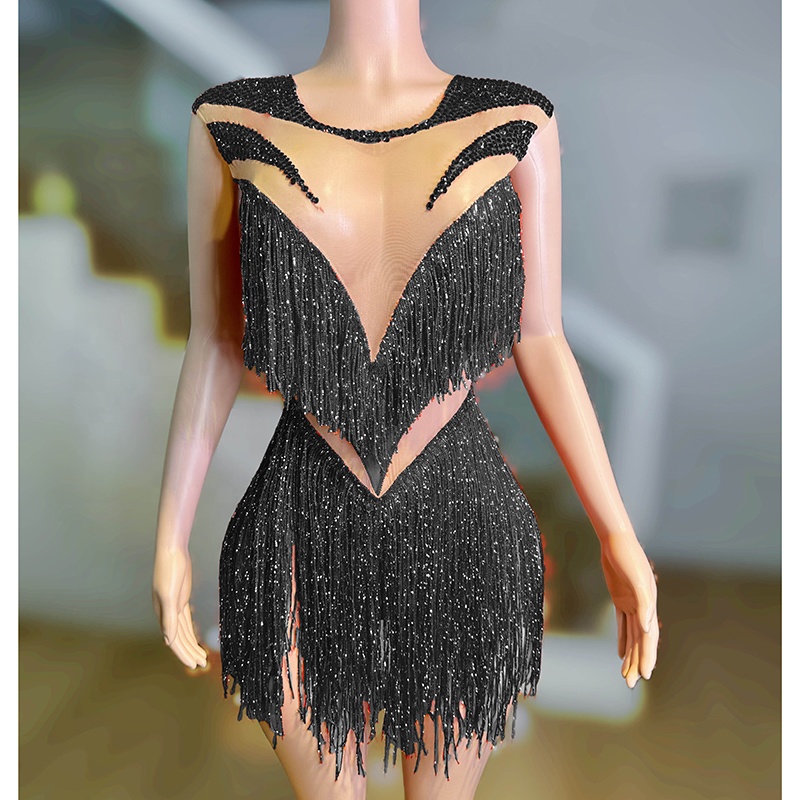 vestido de vendaje negro transparente que te permiten ser informal