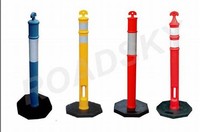 Poteau de signalisation de sécurité Wesure orange et noir, modèle S1171, hauteur 820 mm, diamètre 200 mm, base en caoutchouc, matériau PE, utilisation routière