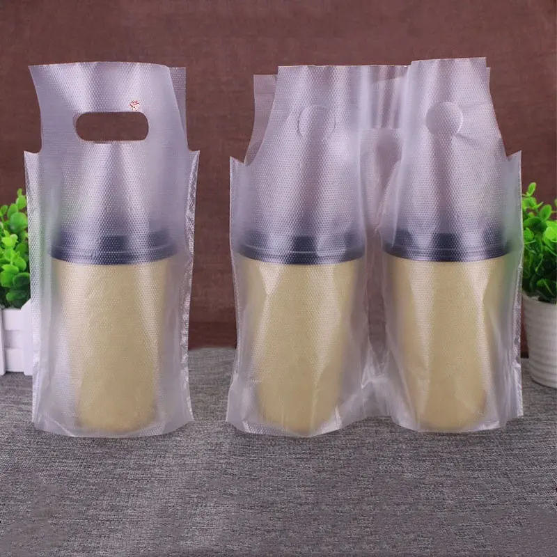 Одноразовый прозрачный двухчашечный пластиковый упаковочный пакет для напитков, мешок для напитков в виде футболки, для кофе