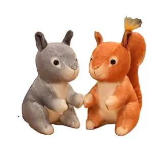 Factory Price 25cm Simulation Cute Squirrel Plush Toys Soft Stuffed Cartoon Animals Dolls Home Decoration