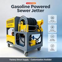 Machine de nettoyage des égouts JZC2060, 200 bars, 60 LPM, moteur à essence 27 CV, jet d'eau haute pression pour les grands réseaux de drainage municipaux
