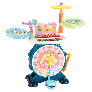 2022 नए खिलौने संगीत वाद्य ढोल सेट प्लास्टिक जाज ड्रम खिलौना माइक्रोफोन HN929297