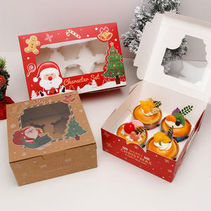 Caja Creativa de Navidad para Cupcakes, Embalaje de Papel Recubierto para Hornear, Pastelería, Galletas, Huevo, Tarta, Comida - Product Image 1