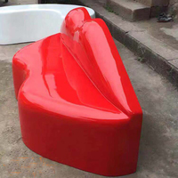 Y182 Banc en forme de lèvres rouges amusantes, chaise de restaurant, chaise d'attente publique, tabourets de loisirs modernes en fibre de verre durables et design