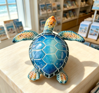 Figurines de tortue de mer en résine peintes à la main sur mesure, texture mosaïque, ornement tortue, décoration d'intérieur, souvenir de bureau, cadeau
