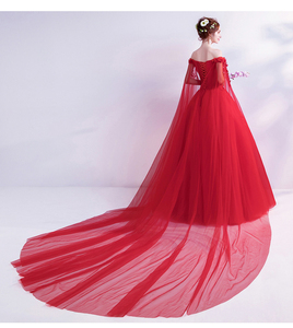 Vestido de noche rojo rosa con mangas largas, nueva colección 2026, vestido de novia para brindis, vestido de noche etéreo - Product Image 6