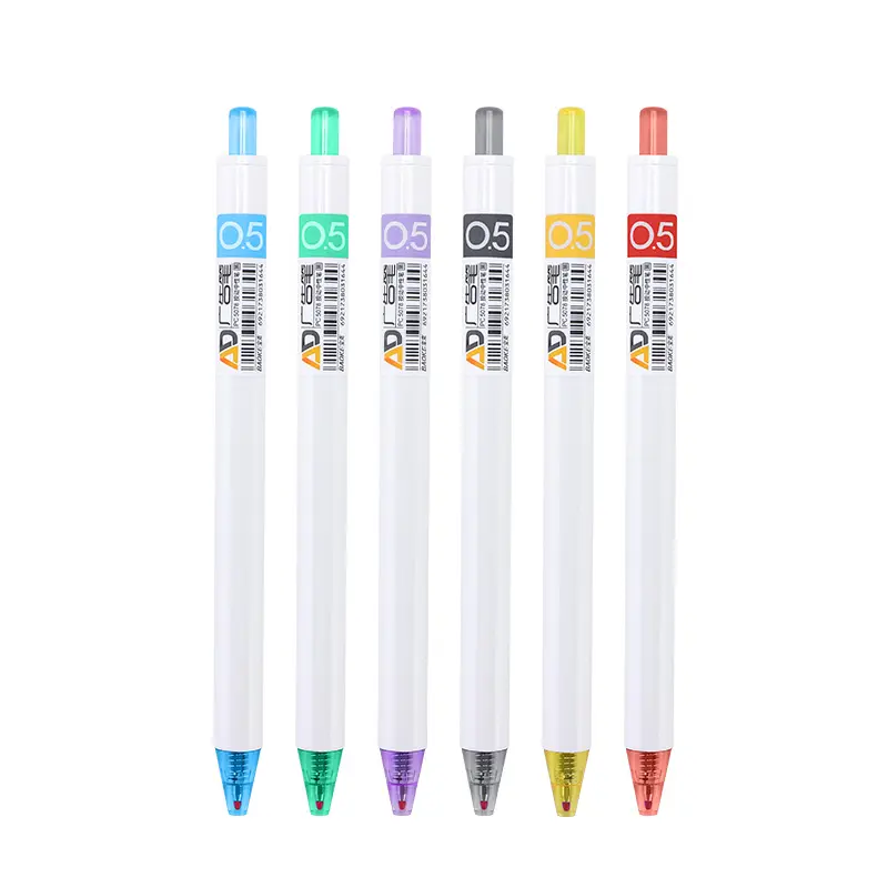 Gel Colored Pen Retractable AD Gel Pen Colored 0.5 Mm Cute Design Logo Pen