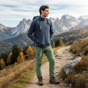 ERNICI Polartec in pile da uomo con chiusura a cerniera Plus Size con stampa antivento con cappuccio inverno autunno uso rivestito lavorato a maglia - Product Image 3