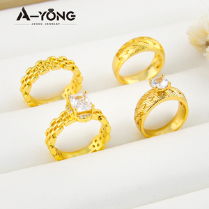 Original Design Wedding <b>Couple</b> <b>Rings</b> 21k Gold Plated Italian Sparkly Zirconia Unique Personality <b>Ring</b> for Gift - Product Image 1