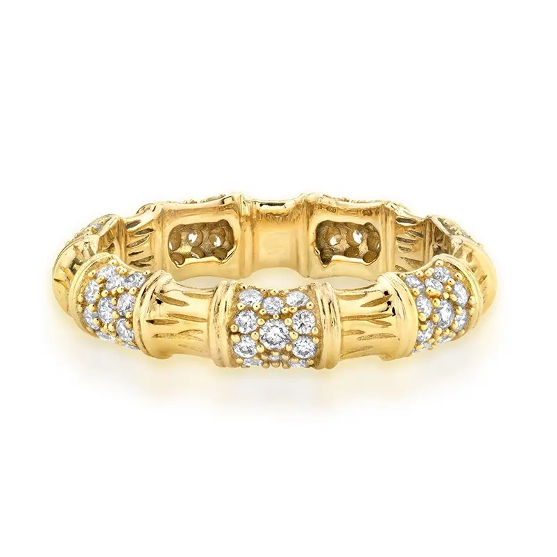 Gemnel модные 18K золотые ювелирные изделия из стерлингового серебра 925 пробы с бриллиантами бамбуковые женские кольца