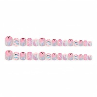 Nouvelle Arrivée 24 Pièces d'Ongles Press-on 3D Mignons, Motif Toile d'Araignée Halloween, en ABS, de Haute Qualité, Courts et Ronds, Faux Ongles