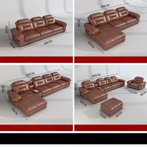 Luxe Modulaire Lederen Hoek Lounge Bank Opvouwbare L-Vormige Sectionele Woonkamer Meubelset Elektrische Uitschuifbare Fauteuils - Product Image 2