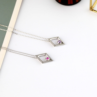 Collar con Colgante de Plata 925 de Lujo con Forma de Diamante y Circonita Mística, Joyería para Mujer, Suministro Directo de Fábrica