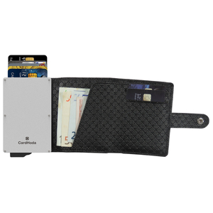 Tarjetero de Aluminio y Cuero PU CardHoda P04015-BON, con Cierre Abierto, Anti-Robo, Bloqueo RFID, Corto, para Tarjetas y Dinero - Product Image 1