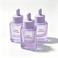 Flacon compte-gouttes carré de luxe en verre de 30 ml avec fond épais spécial et pipette pour huiles essentielles, sérums de soin et huiles capillaires