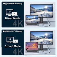 Adaptor Multiport USB C ke HDTV dengan Port Pengisian Daya, Adaptor HDTV & USB Hub untuk Monitor ke Laptop, Konverter HDTV 4K