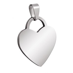 Pendentif Cœur 26x30mm en Acier Plaqué Or avec Fonction Étanche, Pierre Principale Diamant 18K, Motif Numérique - Product Image 1