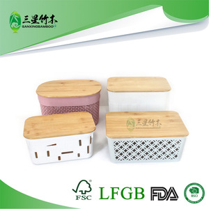 Storage boxes and baskets with <b>bamboo</b> lids, oval and square <b>bamboo</b> storage basket lids, flat and side-pressed I-beam <b>bamboo</b> and - Product Image 5