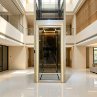 Ascenseur panoramique hydraulique à vitrage souple avec variateur de vitesse (VVVF) pour villas modernes, design intérieur minimaliste