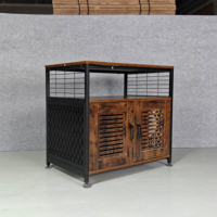 Cage pour chien, meuble de canil d'intérieur en bois, rectangulaire, double porte, grande cage pour chien avec plateau coulissant antidérapant, lavable à la main