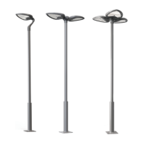 Lampadaire LED extérieur, éclairage de jardin, 3 têtes, 30W, 5V, batterie, lumière élégante moderne, gris sable, 6000K, PC, aluminium, IP65, 657X466X200MM