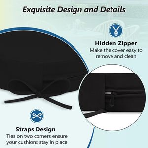 Outdoor Round Chair Cushion <b>Waterproof</b> Sponge Padding Patio Garden Seat Oval Black Machine Washable - Product Image 4