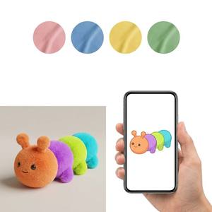 Almohada de peluche suave de <span class=keywords><strong>oruga</strong></span> arcoíris segmentada con cuatro bloques de colores vivos, antenas dobles, mascota de dibujos animados personalizada para jardín - Product Image 1